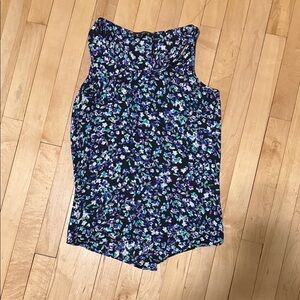 Express Navy Floral Tank Top with Open Back